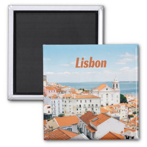 Lisbon Portugal Atlantic beaches Red Roofs Magnet