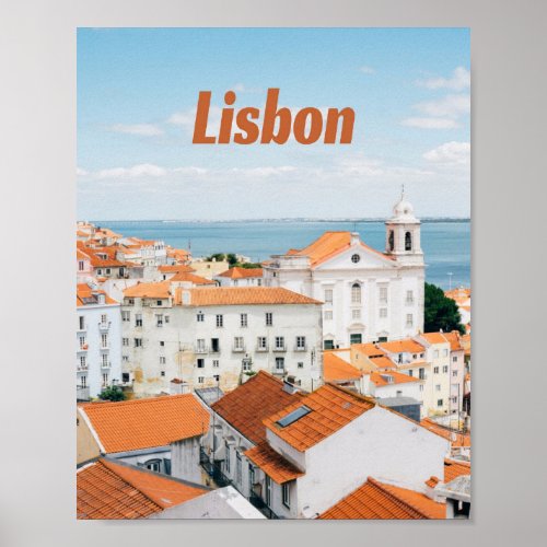 Lisbon Portugal Atlantic beaches Red Roofs Poster
