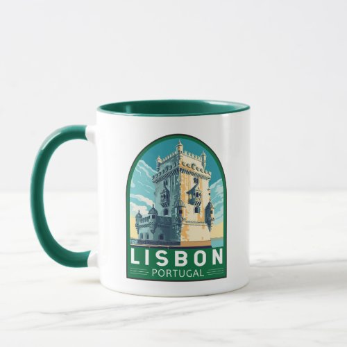 Lisbon Portugal Belem Tower Travel Retro Emblem Mug