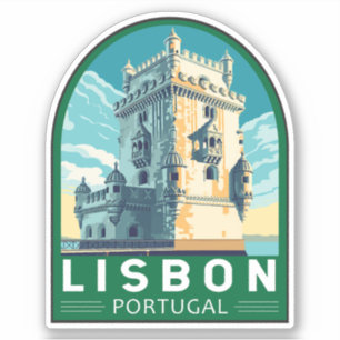 Lisbon Portugal Belem Tower Travel Retro Emblem Sticker
