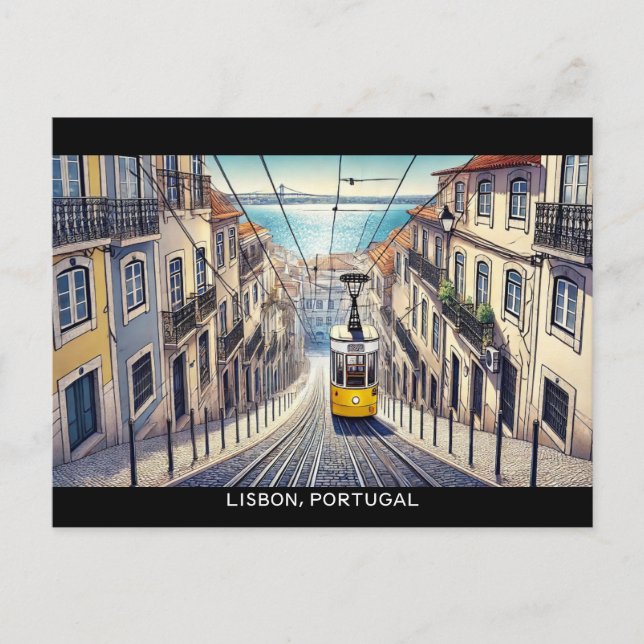 Lisbon Portugal Bica Funicular Postcard (Front)