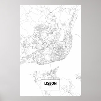 Lisbon, Portugal (black on white) Poster