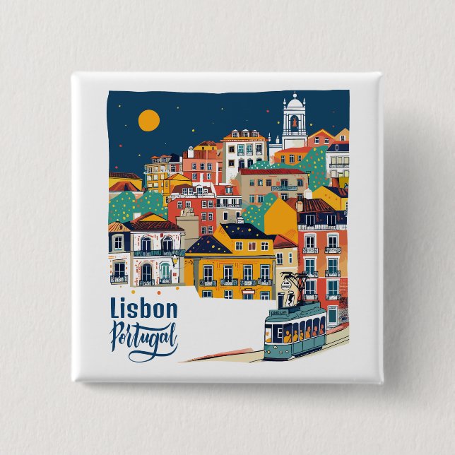 Lisbon Portugal Button (Front)