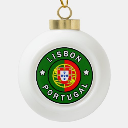 Lisbon Portugal Ceramic Ball Christmas Ornament