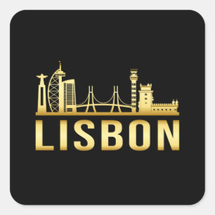 Lisbon Portugal City Skyline Cityscape Funny Gift Square Sticker