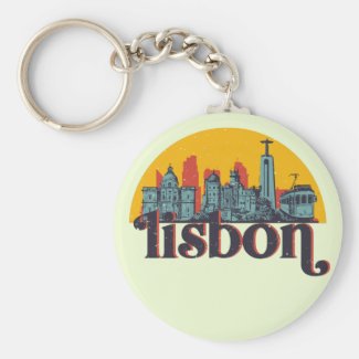 Lisbon Portugal City Skyline Retro Cityscape Art