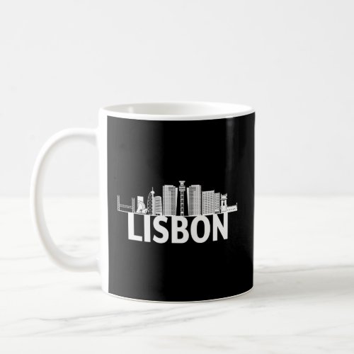 Lisbon Portugal City Skyline Silhouette Outline Coffee Mug