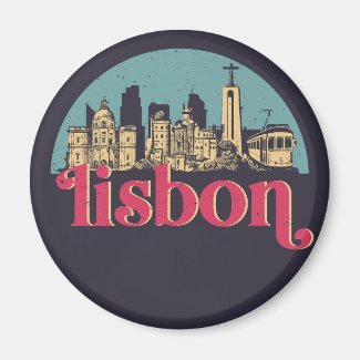 Lisbon Portugal City Skyline Vintage Cityscape