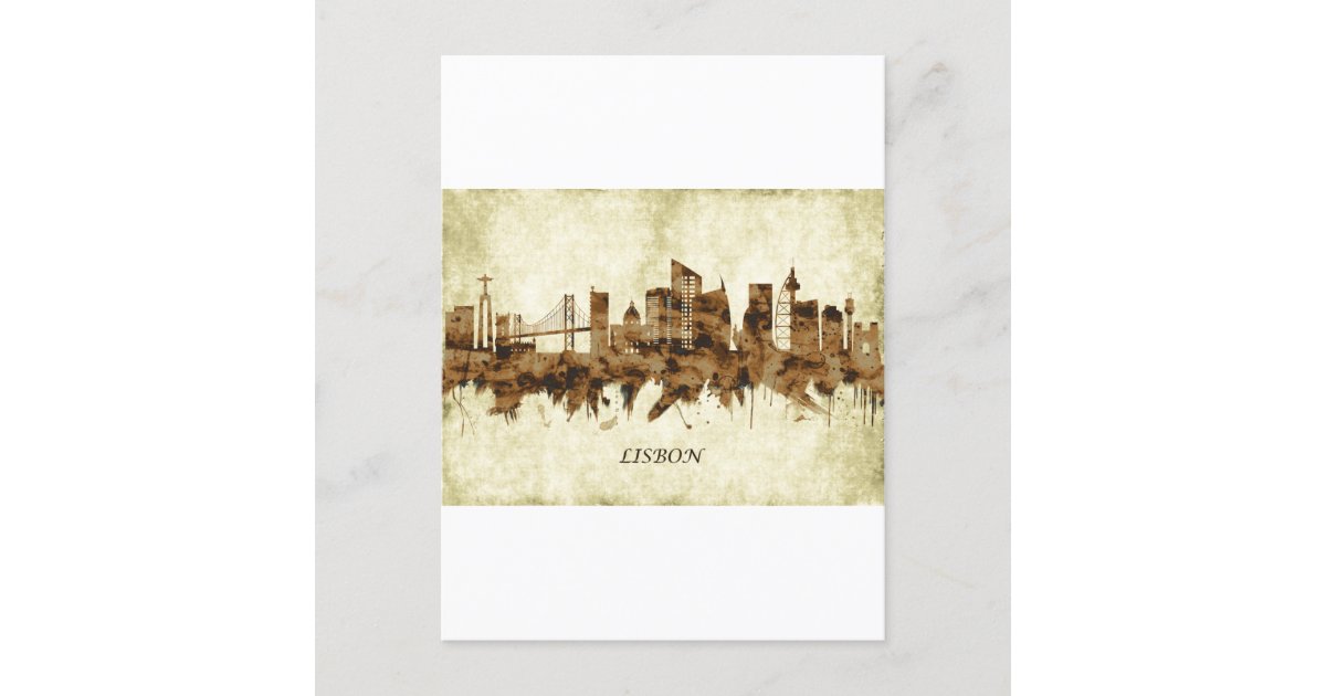 Lisbon Portugal Cityscape Invitation Postcard | Zazzle