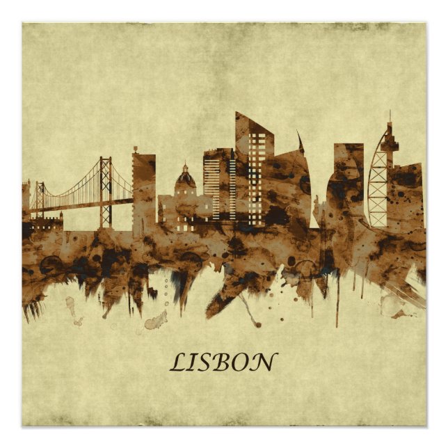 Lisbon Portugal Cityscape Poster (Front)