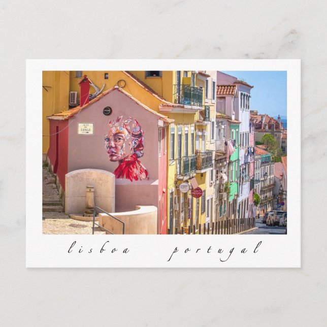 Lisbon, Portugal, Colorful Mural, Postcard (Front)