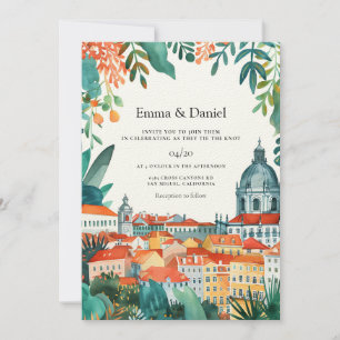 Lisbon Portugal European Destination Wedding Invitation