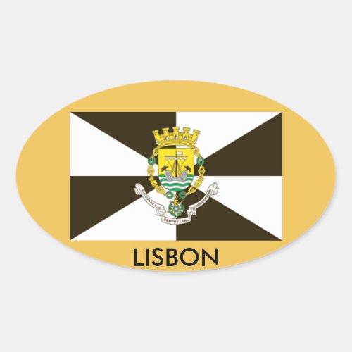 Lisbon Portugal Flag Oval Sticker