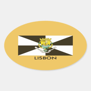 Lisbon Portugal Flag Oval Sticker