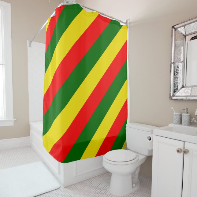 Lisbon, Portugal Flag Stripes Shower Curtain (In Situ)