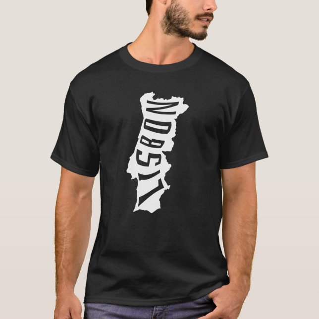 Lisbon, Portugal Map Outline - Europe Travel T-Shirt (Front)