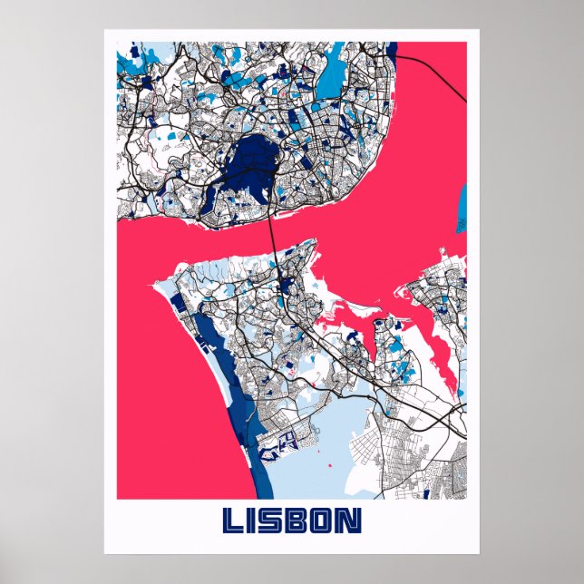 Lisbon - Portugal MilkTea City Map Poster (Front)
