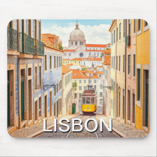 Lisbon Portugal Pantheon Alfama Watercolor Mouse Pad