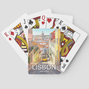 Lisbon Portugal Pantheon Alfama Watercolor Poker Cards