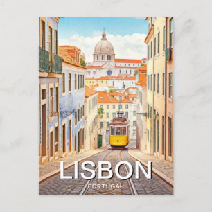 Lisbon Portugal Pantheon Alfama Watercolor Postcard