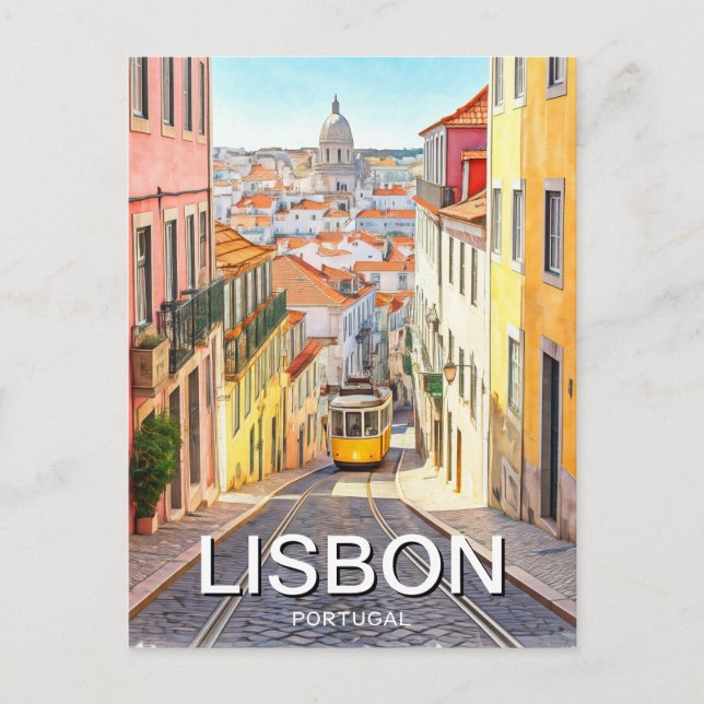 Lisbon Portugal Pantheon Alfama Watercolor Postcard (Front)
