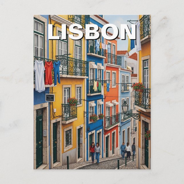 Lisbon Portugal Pantheon Alfama Watercolor Postcard (Front)