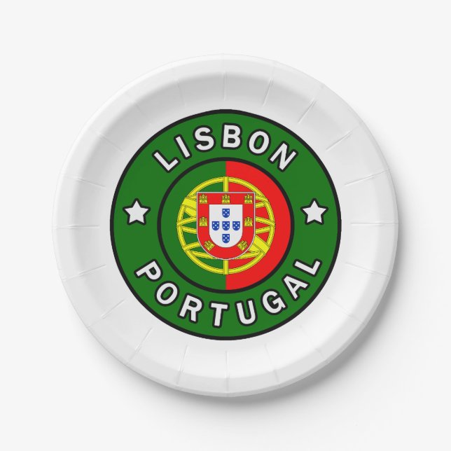 Lisbon Portugal Paper Plates (Front)