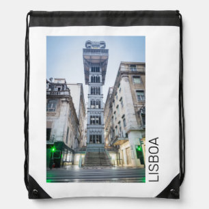 Lisbon Portugal Retro Elevator Holiday Souvenir Drawstring Bag