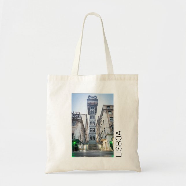 Lisbon Portugal Retro Elevator Holiday Souvenir Tote Bag (Front)