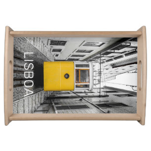 Lisbon Portugal Retro Tram Vintage Souvenir Serving Tray