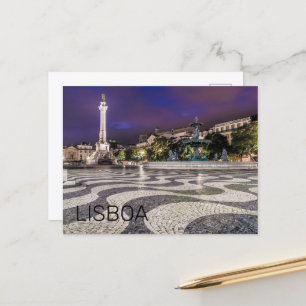 Lisbon Portugal Rossio Square Holiday Souvenir Postcard