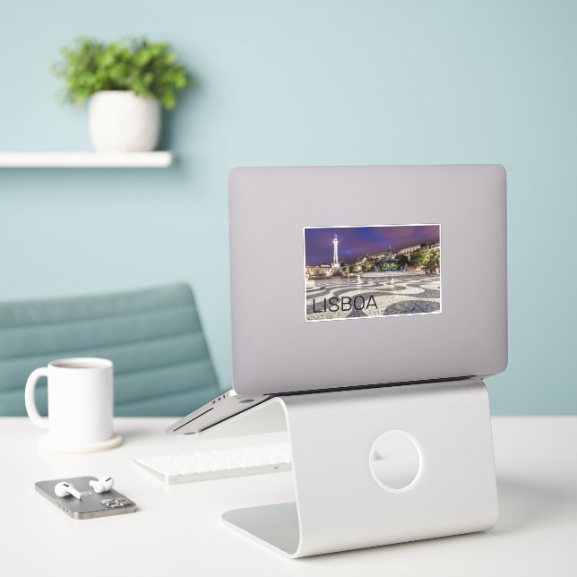 Lisbon Portugal Rossio Square Holiday Souvenir Sticker (Laptop On Desk)