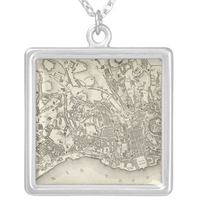 Lisbon, Portugal Silver Plated Necklace (Front)