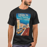 Lisbon Portugal Skyline Illustration Travel Art
