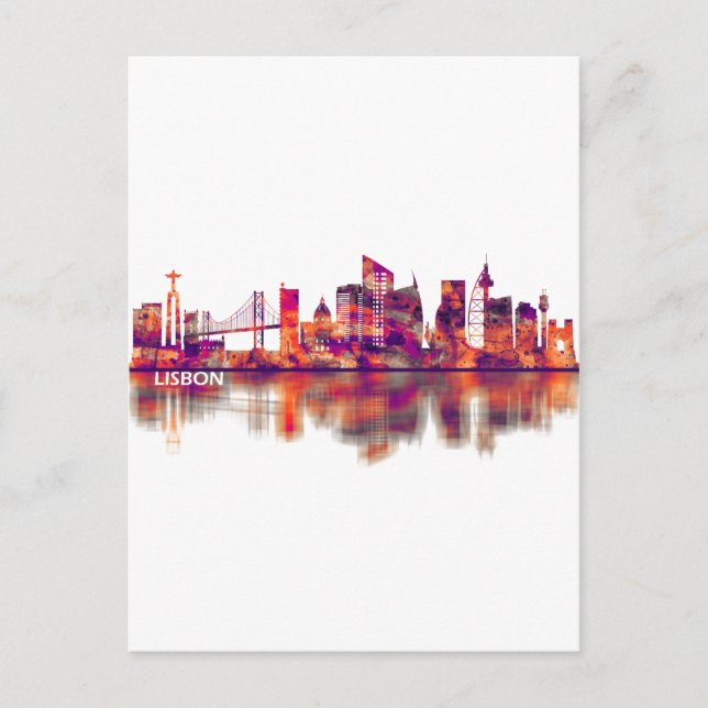 Lisbon Portugal Skyline Invitation Postcard (Front)