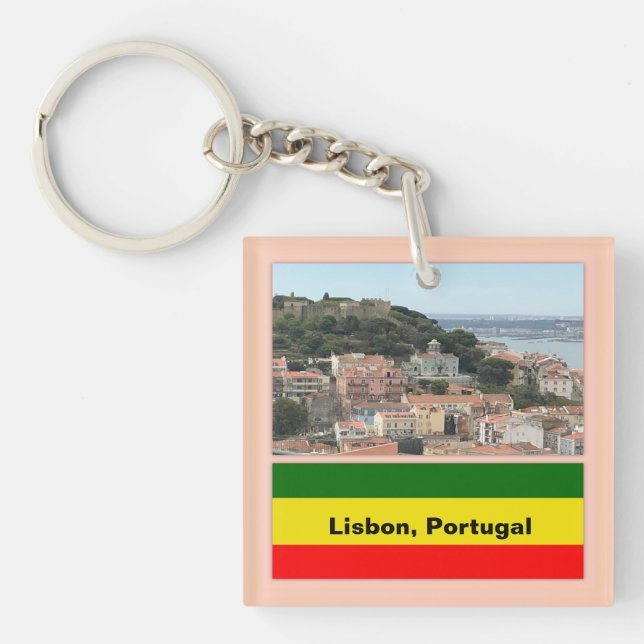 Lisbon, Portugal Skyline  Keychain (Front)