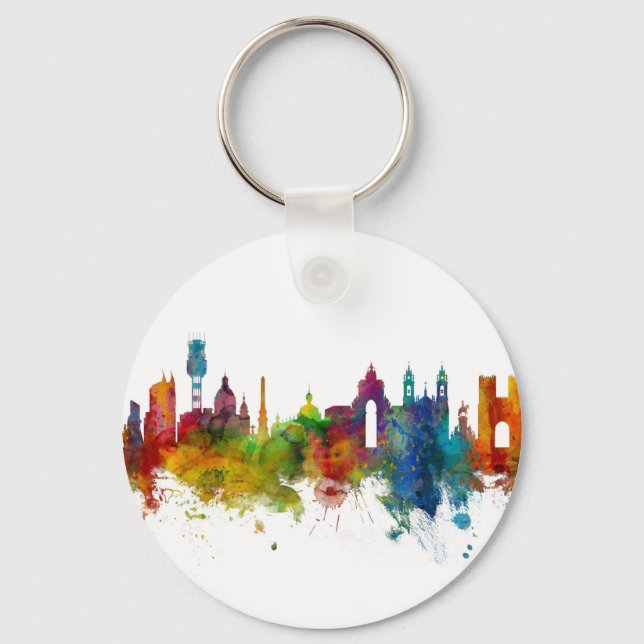 Lisbon Portugal Skyline Keychain (Front)