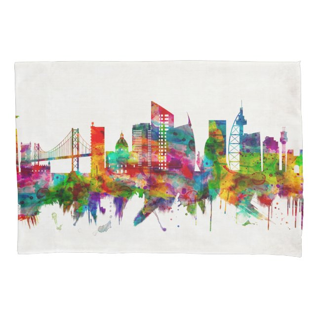 Lisbon Portugal Skyline Pillow Case (Front)