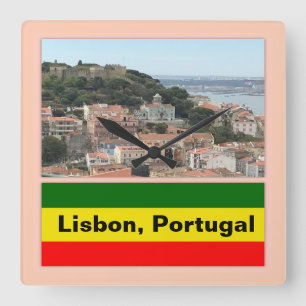 Lisbon, Portugal Skyline Square Wall Clock