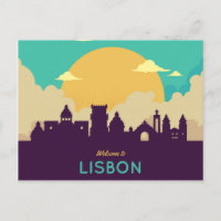 Lisbon Portugal skyline travel postcard
