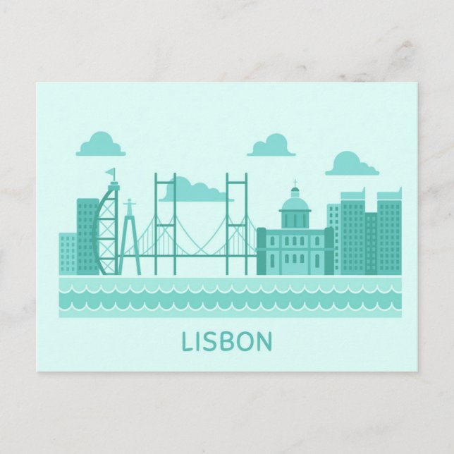 Lisbon Portugal skyline travel postcard (Front)