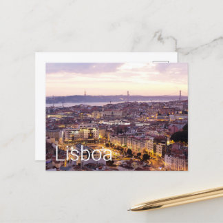 Lisbon Portugal Sunset Skyline Cityscape Souvenir Holiday Postcard