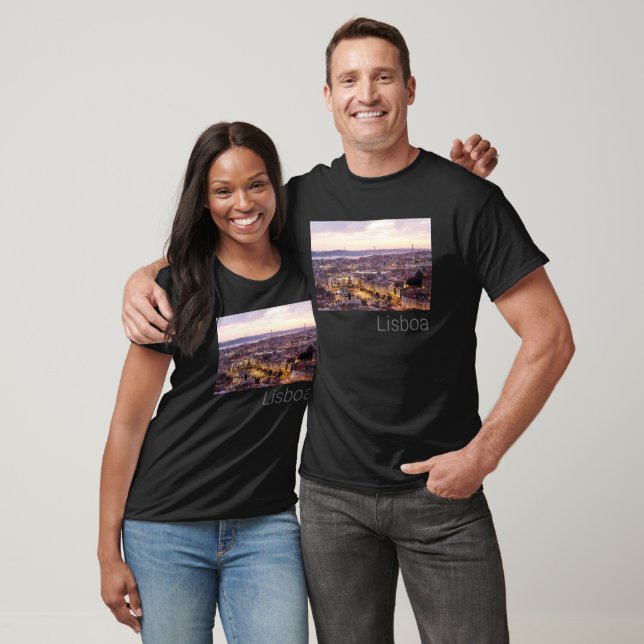 Lisbon Portugal Sunset Skyline Cityscape Souvenir T-Shirt (Unisex)