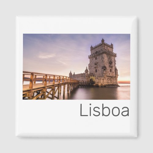 Lisbon Portugal Torre de Belm Sunset Holiday Magnet