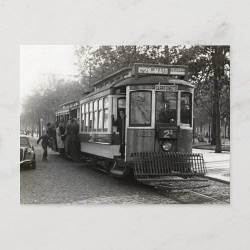 Lisbon Portugal Tram 1940s Postcard