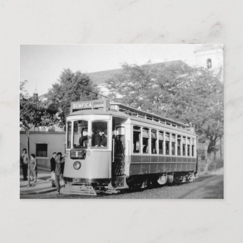 Lisbon Portugal Tram 1950s Postcard