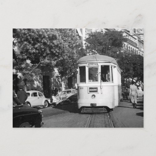 Lisbon Portugal Tram 1961 Postcard