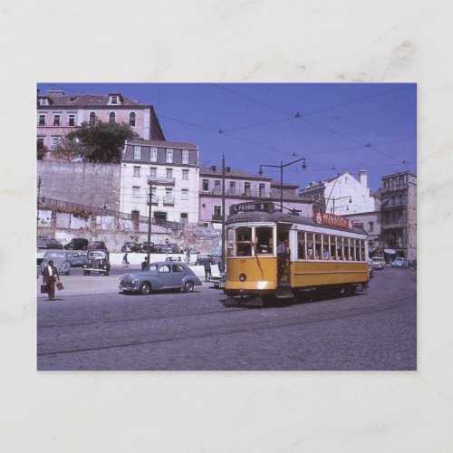 Lisbon Portugal Tram 1962 Postcard