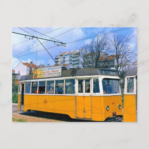 Lisbon Portugal Tram 1964 Postcard