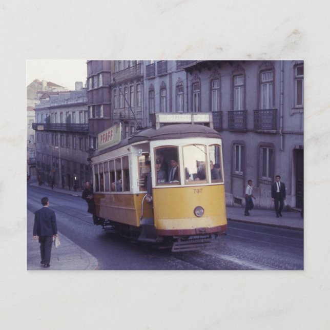 Lisbon Portugal Tram 1965 Postcard (Front)